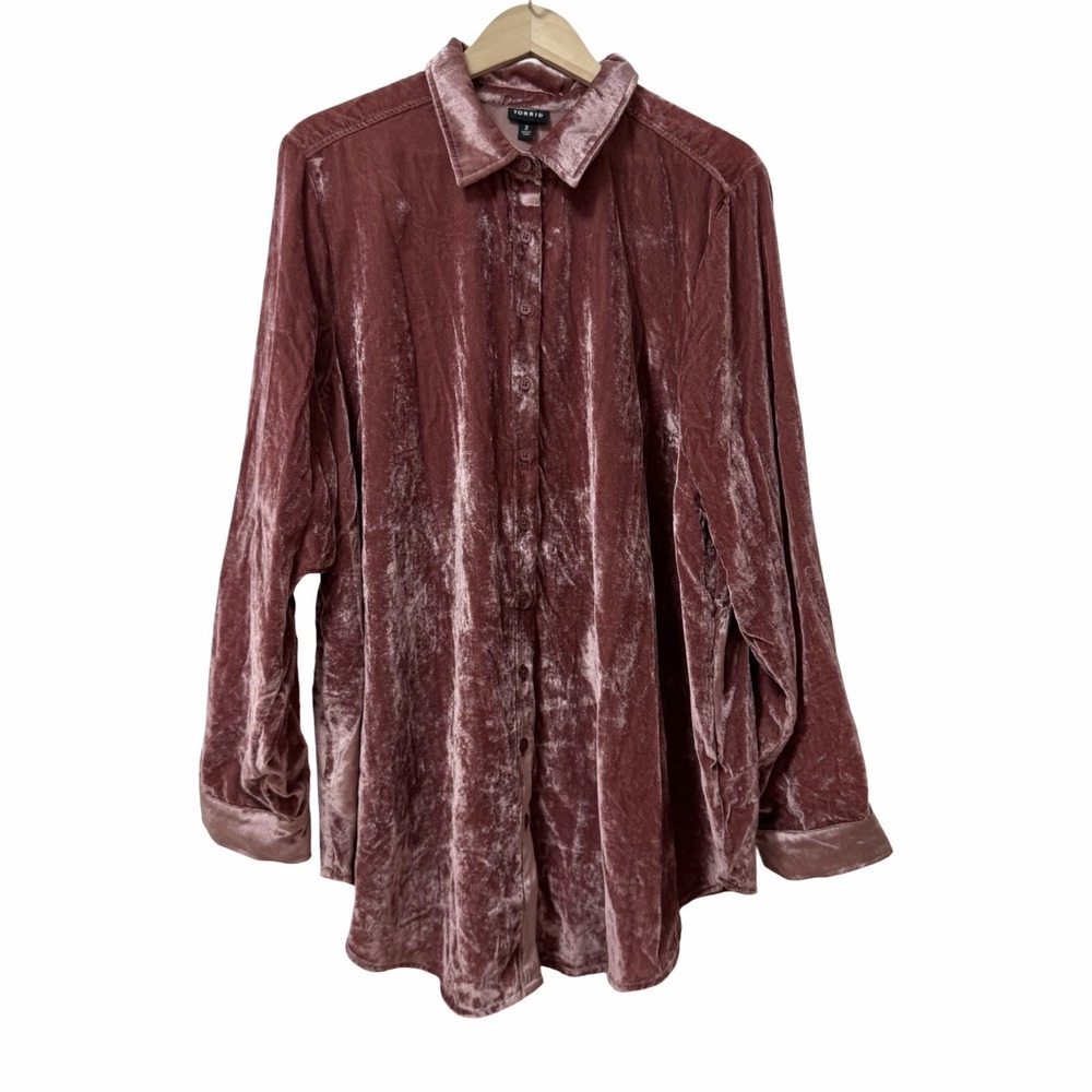 Torrid Lizzie Velvet‎ Button Up Tunic Shirt Size 2X Wild Ginger Whimsigoth Fairy